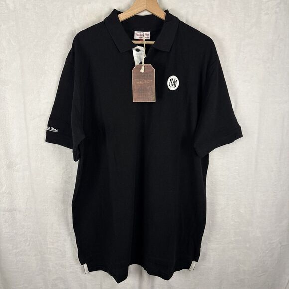 Mitchell & Ness Branded Logo Polo Shirt Size XL Black NWT - Picture 1 of 6
